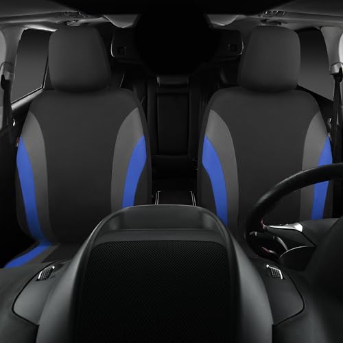 CAR PASS Line Rider Sporty Front Seat Covers, Blue Car Seat Covers Two Front Seats Only, Airbag Compatible,Universal Fit Sedans,Cars,Vans,SUV,Truck(Black and Blue) - color: Black and Blue, size: Two Front Seat