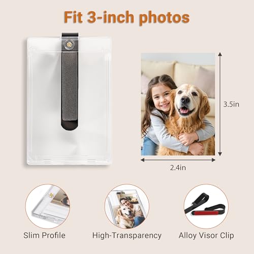 Yuoyar 4 Packs Magnetic Car Picture Holder for Visor - Car Photo Holder with Clips for Easy Display - Visor Clip Photo Frame for 3 Inch Photos