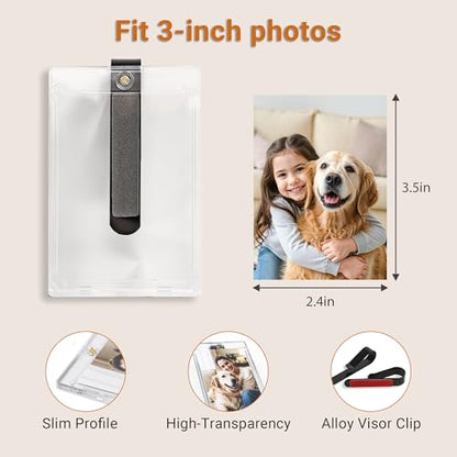 Yuoyar 4 Packs Magnetic Car Picture Holder for Visor - Car Photo Holder with Clips for Easy Display - Visor Clip Photo Frame for 3 Inch Photos