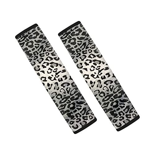 Dreaweet Grey Leopard Print Seat Belt Pads Cover for Adults Kids, Stylish Car Seatbelt Cover 2 pcs, Universal Soft and Safe - color: Leopard-2