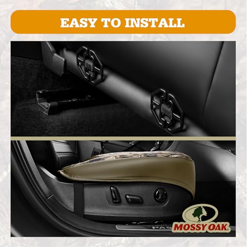 Mossy Oak Car Seat Cover, Luxury Faux Leather Front Bottom Seat Cushion Cover, Universal Anti-Slip with Wrap-Around Design and Storage Bags, Suitable for Most Vehicles - Beige Color 1 Piece - color: Beige
