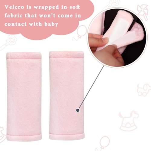 SWESEN Baby Car Seat Belt Covers for Boys and Girls, Carseat Shoulder Padding, Soft Car Seat Neck Cover, Mink Car Seat Straps Shoulder Pads, Solid Colour Stroller Strap Cover for Baby Kids, Pink - color: Pink