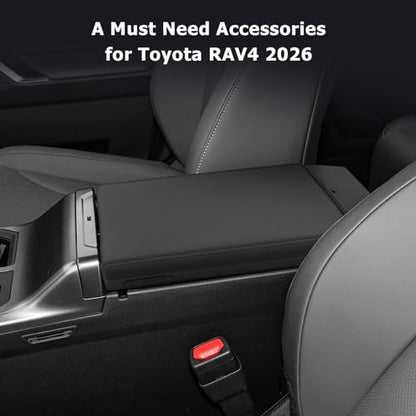 LUWU 2026 RAV 4 Center Console Cover Compatible with 2026 RAV 4 LE/XLE/Limited/Adventure/TRD Off-Road Accessories 2026 RAV 4 Armrest Cover Armrest Console Cover Silicone Material(Black) - color: RAV 4 2026 Armrest Cover Silicone Material