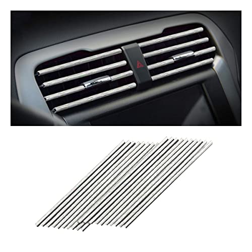 20PCS Car Air Conditioner Decoration Strip, Auto Air Vent Outlet Chrome DIY Trim Strips, Waterproof Moulding Bendable Protection Strip Line, Car Decor Accessories for Most Cars (Ice Silver) - color: Ice Silver