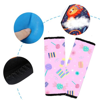 Kid's Seat Belt Cover Pad,Soft Shoulder Seatbelt Covers for Kid,Cute Toddler Seat Cushion (Candy) - color: Candy
