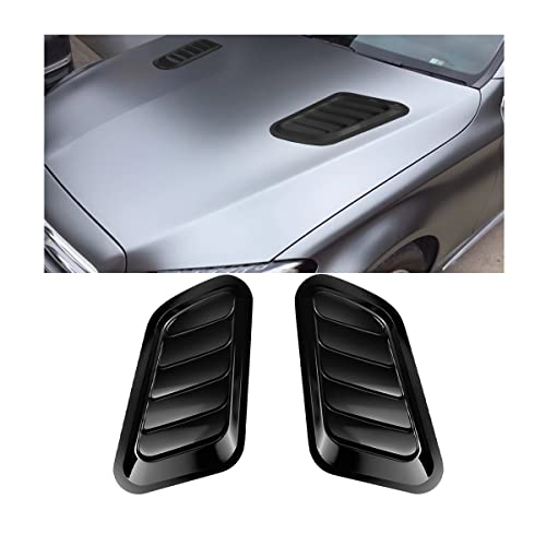 2PCS Universal Hood Air Vents for Car Hood Scoop, Bonnet Vent Hood Air Intake Trim Cover (Black) - color: Black