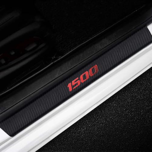LEXLEY For 2014-2026 Silverado Carbon Fiber Style Leather Door Sill Protector Anti-Dirty Scuff Plate Cover Guard Sills Protector Trim,Welcome Pedal Protect 4PCS -RED - color: RED
