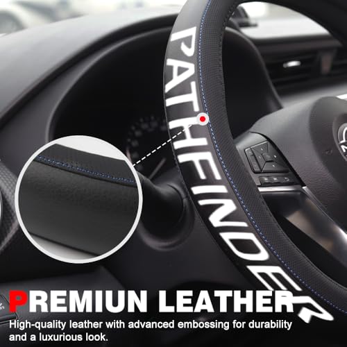 XITER Leather Steering Wheel Cover for Pathfinder 2013-2020,with Pathfinder Logo - color: Pathfinder 2013-2020,With "Pathfinder" LOGO