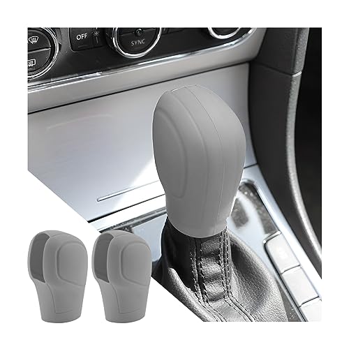 AICEL 2 Pcs Car Gear Shift Knob Cover, Elastic Silicone Car Automatic Shift Protector Cover, Universal Anti-Slip Auto Knob Gear Stick Protector for Men Women, Vehicle Accessories - color: Gray