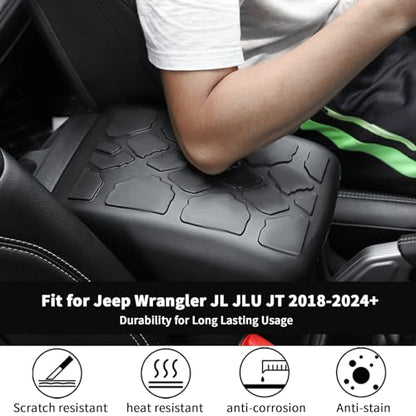Center Console Armrest Cover Fit for 2018-2024 Jeep Wrangler JL JLU & Jeep Gladiator JT, Armrest Storage Soft Mat Pet Antiscrach Mat Cover