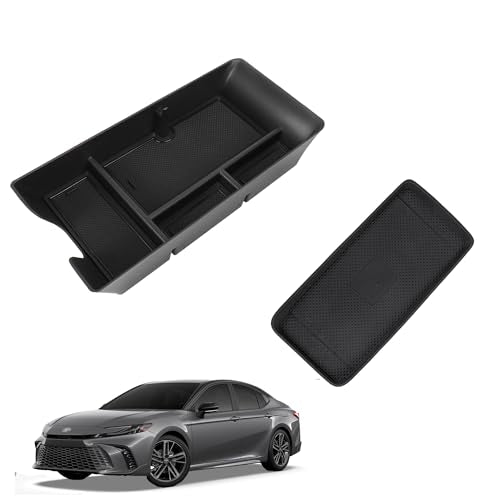 Center Console Organizer Compatible with 2025-2026 Toyota Camry Accessories, Armrest Storage Box Glove Organizer Tray Secondary Insert Charging Zone Anti-Slip Mat with Sunglasses - size: Center Console Organizer 2PC