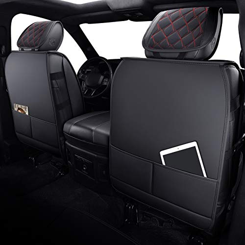 Aierxuan Dodge Ram Car Seat Covers Full Set Waterproof Leather Custom Fit 2009-2026 1500, 2010-2026 2500/3500 Crew Quad Regular Cab Truck Pickup with Split Bench 60/40(Full Set/Black-Red) - color: Full Set/Black-Red