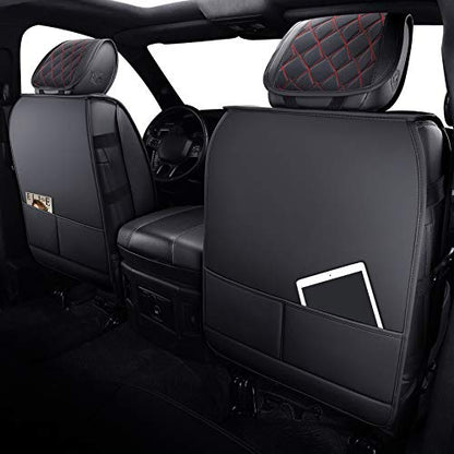 Aierxuan Dodge Ram Car Seat Covers Full Set Waterproof Leather Custom Fit 2009-2026 1500, 2010-2026 2500/3500 Crew Quad Regular Cab Truck Pickup with Split Bench 60/40(Full Set/Black-Red) - color: Full Set/Black-Red