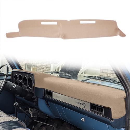 Dash Cover Custom Fit for 1981-1991 Chevy Chevrolet C/K/R/V Series Suburban Blazer,GMC C/K/R/V Series Jimmy,Dashboard Mat Pad Carpet (Beige)