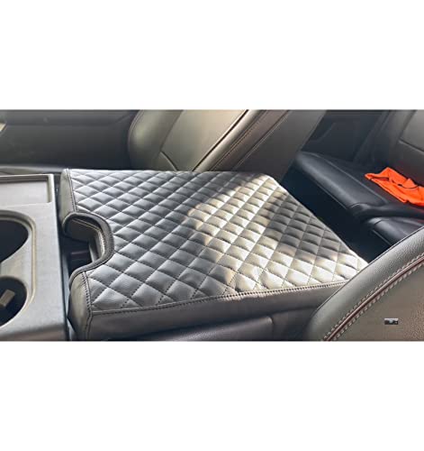 Sinvanho Center Console Cover for Ford F150 F250 F350 F450 F550 2015-2025 with 40/20/40 Jump Seat, PU Leather Middle Console Cover Armrest Seat Box Lid Protective Cover - color: Black