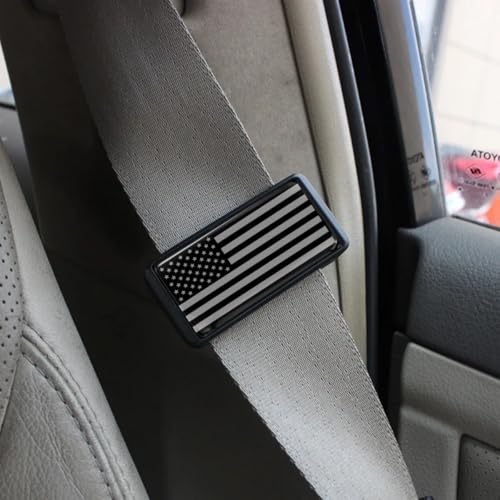 2PCS American Flag Car Seatbelt Adjuster car Universal Car Seat Belt Pads Cover for More Comfortable Driving, Seat Belt Shoulder Strap - color: Black American Flag