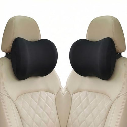 EMuna 2-Pack 100% Memory Foam Car Neck Pillow, Ergonomic Headrest Support with Adjustable Strap, Breathable Removable Washable Cover, 4.7 Inch Thick for Long Drives & Road Trip
