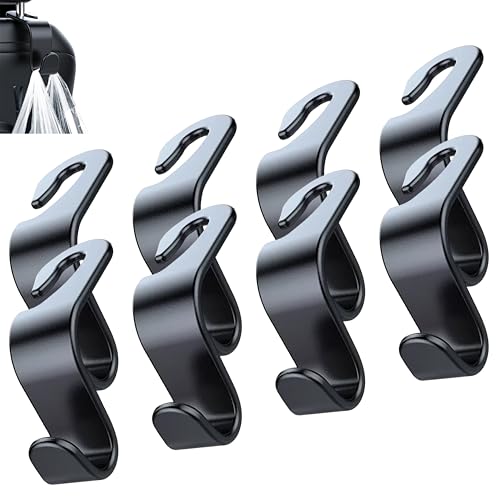 Car Seat Headrest Hook 4 Pack Hanger Storage Organizer Universal for Handbag Purse Coat fit Universal Vehicle Car (Black) S Type