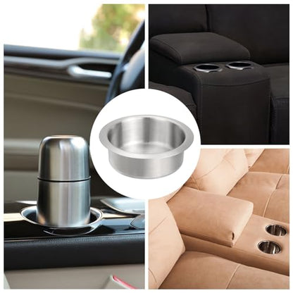 uxcell 2 Pcs 201 Stainless Steel Drop-in Cup, 1.6" x 4.6" Drink Can Holder Poker Table Cup Holder Insert for Sofa Boat Car Marine, Silver - size: 1.6" x 4.6"