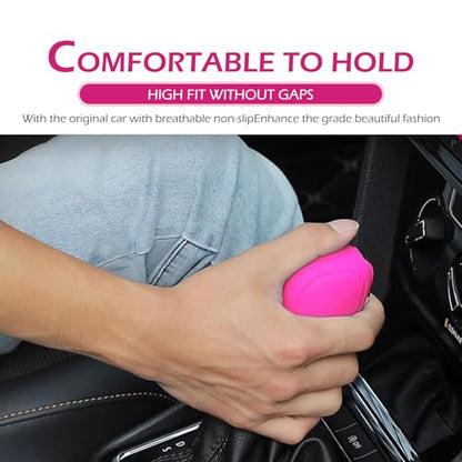 MLY 2 PCS Pink Gear Shift Cover, Flexible Silicone Anti-Slip Shift Knob Cover, Scratch-Proof Protector with Opening Design, Universal Shifter Handle Cover for Car Accessories (Pink)