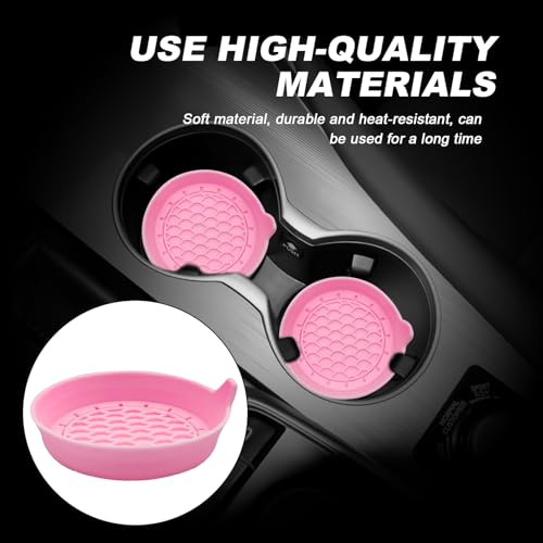 4-Pack Universal Cup Holder Coasters, Black Silicone Inserts - Keep Your Car Clean with Non-Slip & Spill-Proof Coasters for All Vehicles (Pink) - color: pink