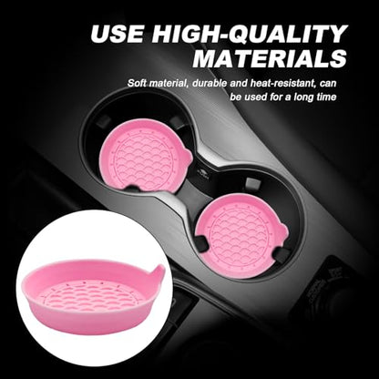4-Pack Universal Cup Holder Coasters, Black Silicone Inserts - Keep Your Car Clean with Non-Slip & Spill-Proof Coasters for All Vehicles (Pink) - color: pink