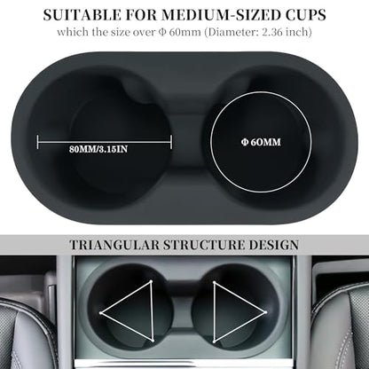 Cup Holder for Tesla Model Y Juniper 2026 2025/Model 3 Highland 2024 2025 2026 - Center Console Cup Holder Insert Removable & Washable Interior Accessories for Tesla Model Y/3 - size: Model 3/Y 2025