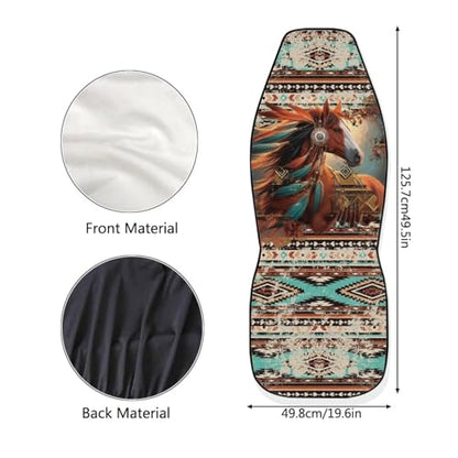Dreaweet Aztec Seat Covers for Cars SUV Trucks 2 Piece Universal Native American Tribal Horse Car Seat Cover Front Seats Only Washable Elastic Bucket Seat Covers Easy to Install - color: Aztec Ethnic Tribal Horse