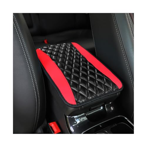Car Center Console Cushion Pad, Universal Leather Waterproof Armrest Seat Box Cover Protector,Comfortable Car Decor Accessories Fit for Most Cars, Vehicles, SUVs (Red) - color: Red
