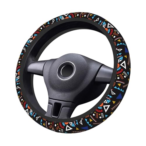 Abstract Striped Geometric Ethnic Car Steering Wheel Cover,Non-Slip Elastic Neoprene-Sweat Car Accessories,Universal 15 Inch Fit Auto, Vans Trucks,Suvs, Truck - color: Abstract Striped Geometric Ethnic