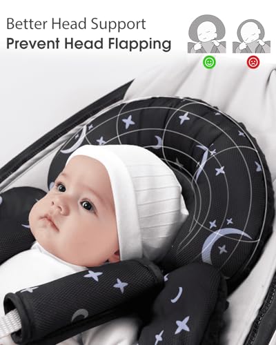 Generic Infant Car Seat Insert Compatible with Mamaroo Swing & Graco Swing and Infant Car Seat, Newborn Insert Baby Head Body Support, Reversible Design, Breathable Soft Fabric, 1Pcs - Dot, Black - color: Dot, Black