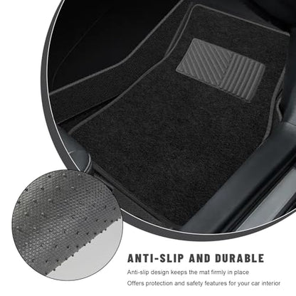 Sun Walker 4 PCS Car Floor Mats, Waterproof Anti-Slip Front & Rear Car Carpets with Driver Heel Pad, All Weather Floor Protective Pads Universal for SUVs Trucks Sedans Vans (Black) - color: Black