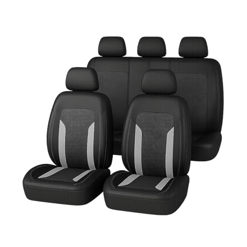 Car Seat Cover Full Set, Breathable Split Anti-Slip Vehicle Front Rear Seat Protector with Removable Headrest Guard, Automotive Interior Chair Protective Covers, Universal Fit (Gray) - color: Gray, size: 9PCS