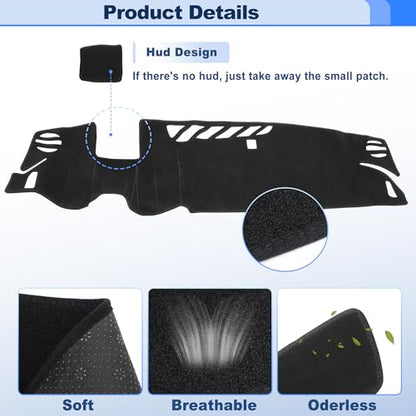 Dashboard Cover for Chevrolet Camaro RS 2016-2024 with/Without Hud Interior Dash Cover Mat Pad Carpet Non-Slip Dashboard Protector Sunshine UV & Heat Resistant Black - style: for Chevrolet Camaro RS 2016-2024 with/without Hud