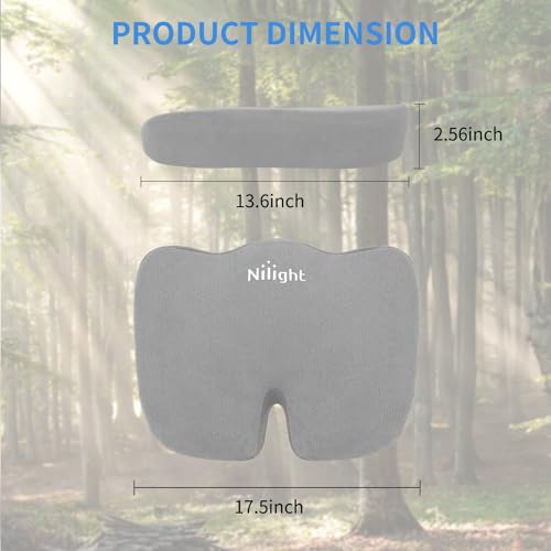 Nilight Car Seat Cushion Gray Velvet Gel Memory Foam Seats Soft and Comfortable Suitable for Daily Life and Driving Relieves Sciatica and Tailbone Pain Improves Drive Vision - color: Grey Velvet