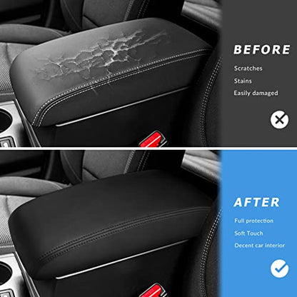 INTGET Car Center Console Armrest Cover for Subaru Outback/Legacy Accessories 2015 2016 2017 2018 2019 Leather Middle Console Arm Rest Box Lid Seat Cover Protector Cushion Saver (Black) - color: Black