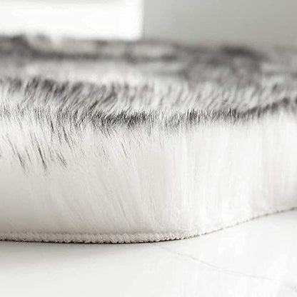 Maples 1Pc Faux Sheepskin Wool Fur Car Seat Cover for Cars SUV Trucks Universal Fit, Soft Plush Synthetic Wool Buck Fur Car Seat Cushions by FLMaples(White Gray) - color: White Gray