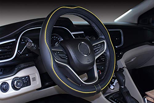 Mayco Bell Large Size Steering Wheel Cover Anti-Slip,Safety,Soft,Breathable,Durable,Full Surround,Comfortable Grip Microfiber Leather (15.5-16 inch, Black Yellow) - color: Black Yellow, size: 15.25''-16''