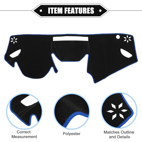 Car Dashboard Cover Mat Compatible for Subaru Impreza 2017-2020, Protective Polyester Black Blue Center Console Interior Trim Dash Board Mat - color: Black, Blue