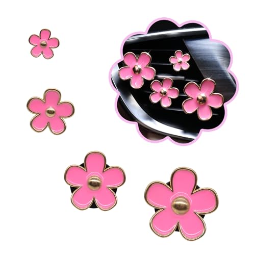 ORIESSE 4pcs Pink Flower Air Vent Clips Car Air Freshener,Girly Daisy Flower Car Accessories for Women,Lavender Car Scent Decorations Refillable Clips On Air Freshener - color: Pink