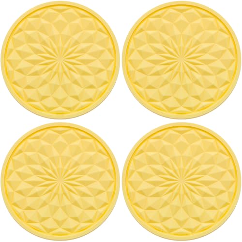 4 Pack Silicone Car Cup Holder Coaster – 2.75 Inch Non-Slip Drink Mat, Universal Fit for Most Vehicles – Cute & Functional Auto Accessories (Yellow) - color: Yellow, size: 4 pcs