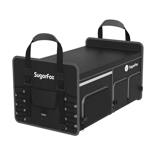 Bold Color Block Trunk Organizer, Foldable with 26L Ice Pack,95L Dedicated Shoe Space, Stylish for SUV/Car (Black, Midsize) - color: Black, size: Midsize