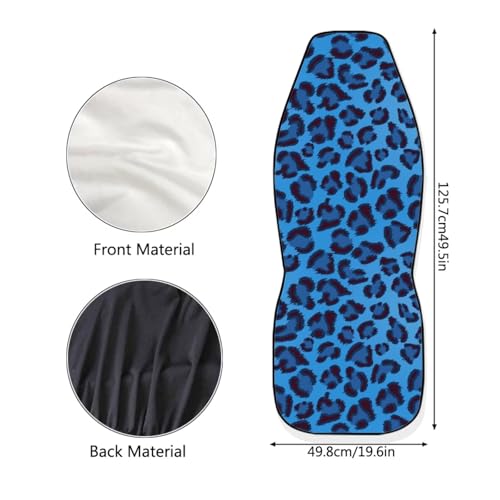 Blue Leopard Print Car Front Seat Covers, Thin Breathable Easy to Install Automotive Bucket Seat Covers Fits Most Cars SUV Trucks, 2 Piece - color: Blue Leopard