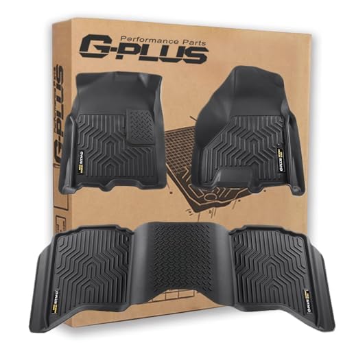G-PLUS Floor Mats Fit for Dodge Ram 1500 2009-2024(19-24 Classic Body)/Fit Dodge Ram 2500 3500 2010-2018 Crew Cab w/Auto Trans, TPE Custom Fit All Weather Floor Liners 1st and 2nd Row,Black - size: 09-24|Fit Dodge Ram 1500 Crew Cab|3PCS