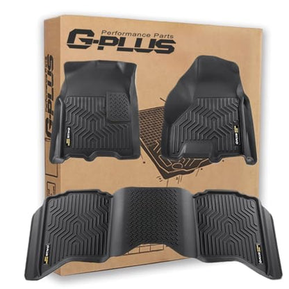 G-PLUS Floor Mats Fit for Dodge Ram 1500 2009-2024(19-24 Classic Body)/Fit Dodge Ram 2500 3500 2010-2018 Crew Cab w/Auto Trans, TPE Custom Fit All Weather Floor Liners 1st and 2nd Row,Black - size: 09-24|Fit Dodge Ram 1500 Crew Cab|3PCS