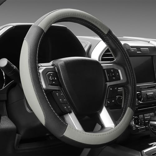 SEG Direct Black and Gray Microfiber Auto Car Steering Wheel Cover Universal 15 inch - color: Black and Gray, size: Standard size[14 1/2''-15'']