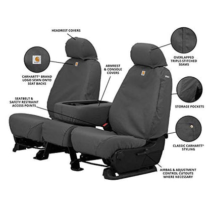 Covercraft Carhartt SeatSaver Custom Seat Covers | Fits 2015-2022 Chevrolet Colorado, 2015-2022 GMC Canyon | 1st Row Bucket Seats, Duck Weave Gravel - color: Duck Weave Gravel