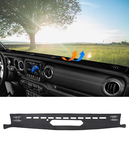 BIBLOZ Dash Cover 2018 2019 2020 2021 2022 2023 for Jeep Wrangler JL JLU Unlimited Sport Sahara Rubincon Accessories Black Flannel Dashboard Cover Mat Car Dashboard UV Sun Protection - size: 2018-2023 Wrangler