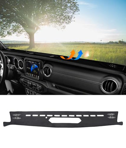 BIBLOZ Dash Cover 2018 2019 2020 2021 2022 2023 for Jeep Wrangler JL JLU Unlimited Sport Sahara Rubincon Accessories Black Flannel Dashboard Cover Mat Car Dashboard UV Sun Protection - size: 2018-2023 Wrangler