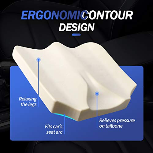 Car Seat Cushion, Comfortable Memory Foam Cushion for Driving, Auto Heightening Wedge Cushion for Sciatica Tailbone Pain Relief (Beige) - color: Beige